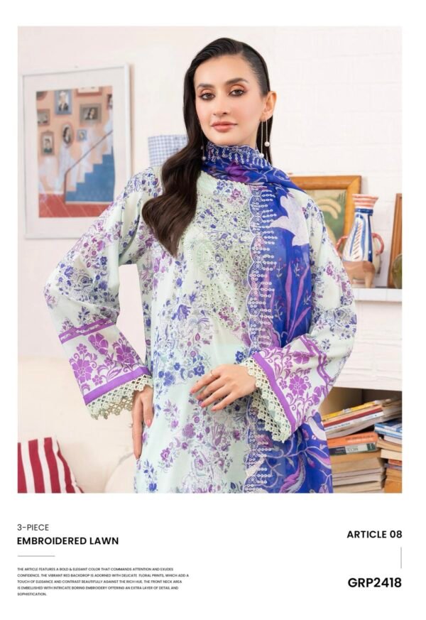Rang Pasand by Gull Jee - PREMIUM 3 PC UNSTITCHED EMBROIDERED COLLECTION- A08 - Image 2