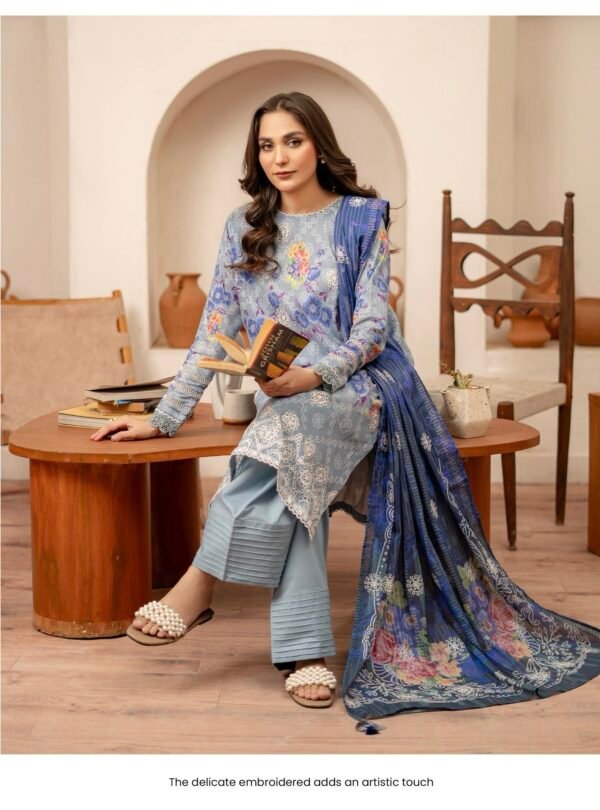 MAHAJAL by Gull Jee – PREMIUM 3 PC UNSTITCHED EMBROIDERED COLLECTION ‘25- A02 - Image 2