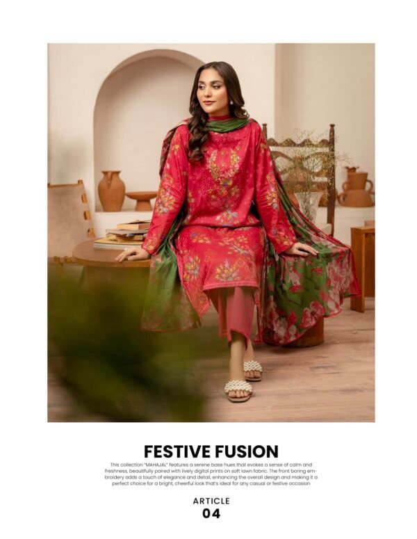 MAHAJAL by Gull Jee – PREMIUM 3 PC UNSTITCHED EMBROIDERED COLLECTION ‘25- A04 - Image 2