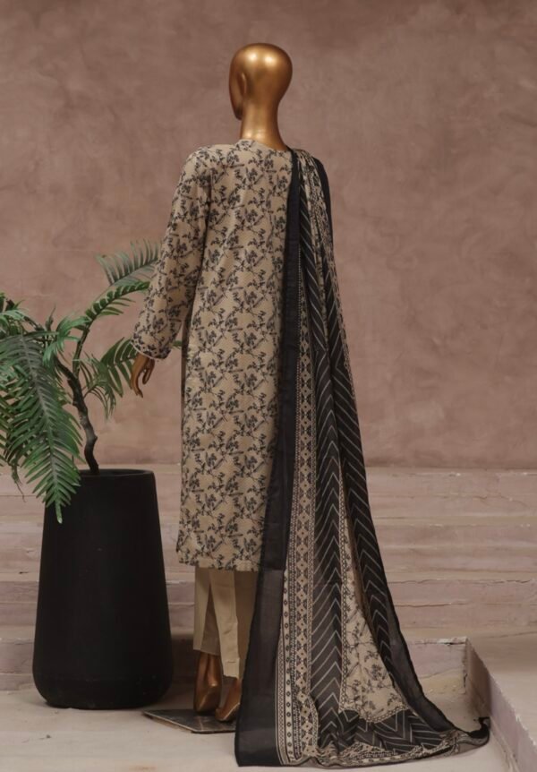 Bin Saeed Stitched 3 Piece Printed Cotton Collection '2024 Vol.2- Beige - Image 3