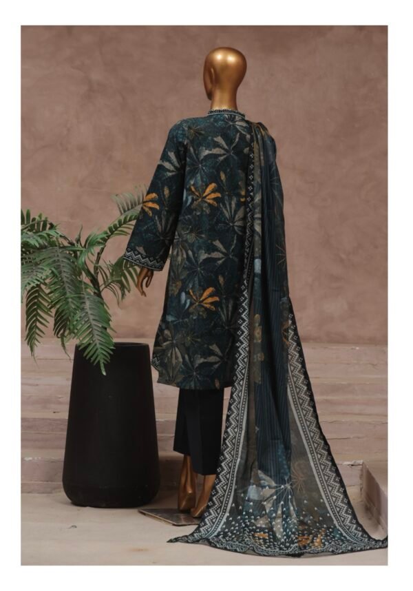 Bin Saeed Stitched 3 Piece Printed Cotton Collection '2024 Vol.2- Dark Teal - Image 3