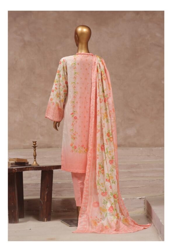 Bin Saeed Stitched 3 Piece Printed Cotton Collection '2024 Vol.2- Light Peach - Image 3