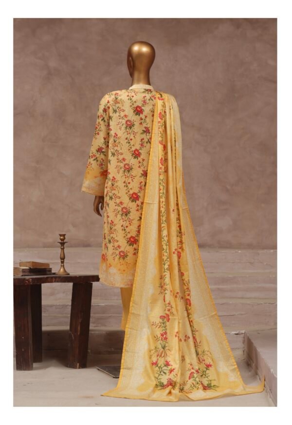 Bin Saeed Stitched 3 Piece Printed Cotton Collection '2024 Vol.2- Yellow - Image 3