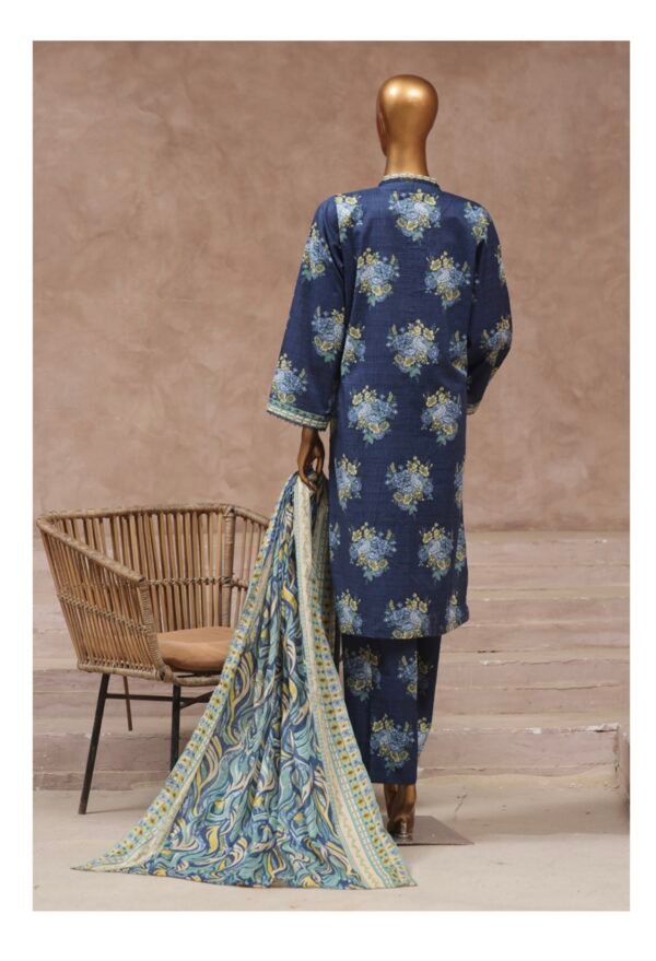 Bin Saeed Stitched 3 Piece Printed Cotton Collection '2024 Vol.2- Turquoise - Image 3