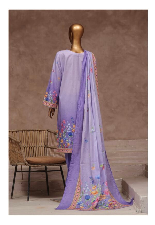 Bin Saeed Stitched 3 Piece Printed Cotton Collection '2024 Vol.2- Lilac - Image 3