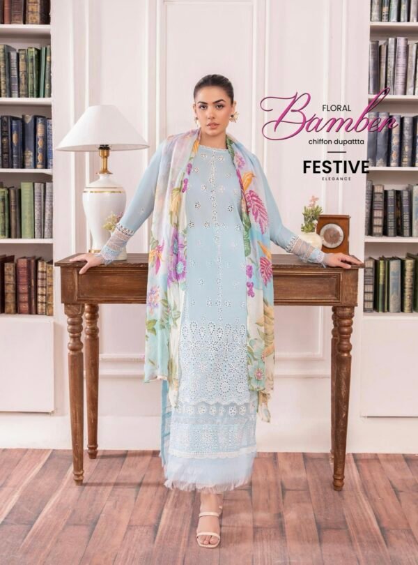 DIORA by Gull Jee - UNSTITCHED 3PC LAWN COLLECTION FESTIVE EMBROIDERED - D02 - Image 2