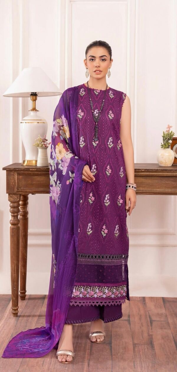 DIORA by Gull Jee - UNSTITCHED 3PC LAWN COLLECTION FESTIVE EMBROIDERED - D03 - Image 3
