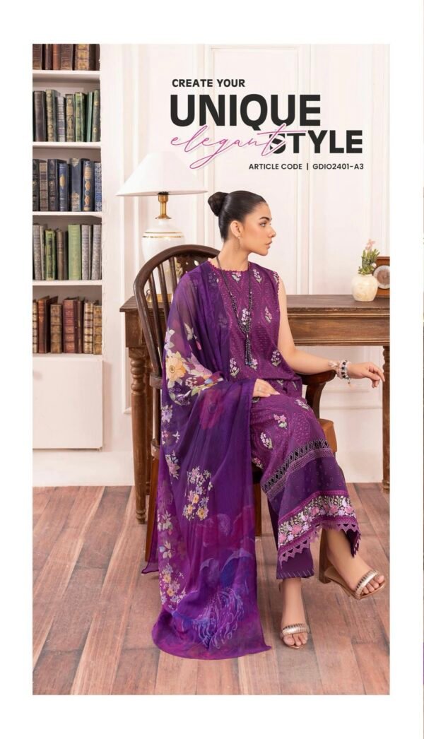 DIORA by Gull Jee - UNSTITCHED 3PC LAWN COLLECTION FESTIVE EMBROIDERED - D03