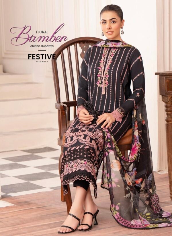 DIORA by Gull Jee - UNSTITCHED 3PC LAWN COLLECTION FESTIVE EMBROIDERED - D05 - Image 3