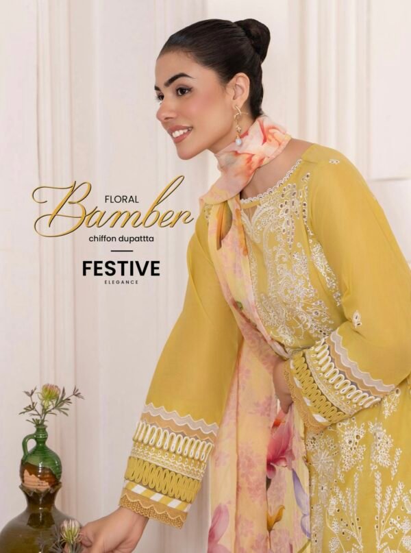 DIORA by Gull Jee - UNSTITCHED 3PC LAWN COLLECTION FESTIVE EMBROIDERED - D11 - Image 3