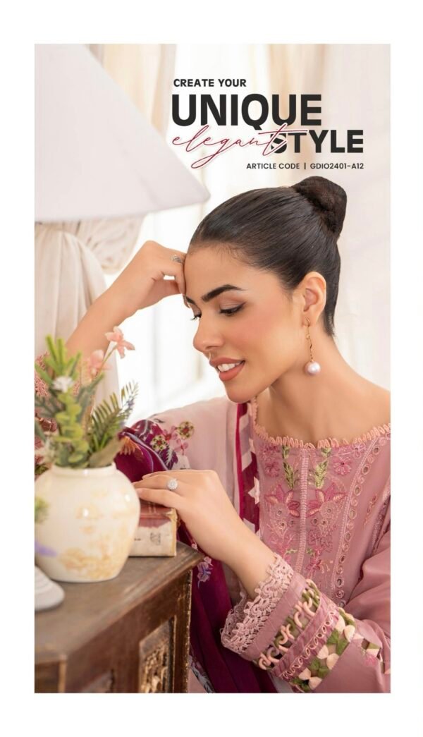 DIORA by Gull Jee - UNSTITCHED 3PC LAWN COLLECTION FESTIVE EMBROIDERED - D12 - Image 2