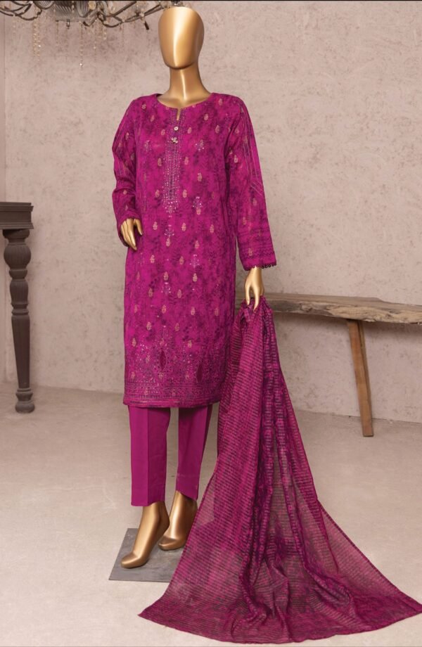 HZ Kalamkari Jacquard Embroidered Unstitched Collection - KJE -02