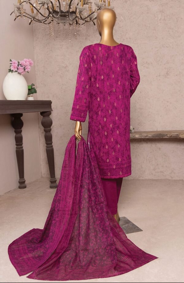 HZ Kalamkari Jacquard Embroidered Unstitched Collection - KJE -02 - Image 2