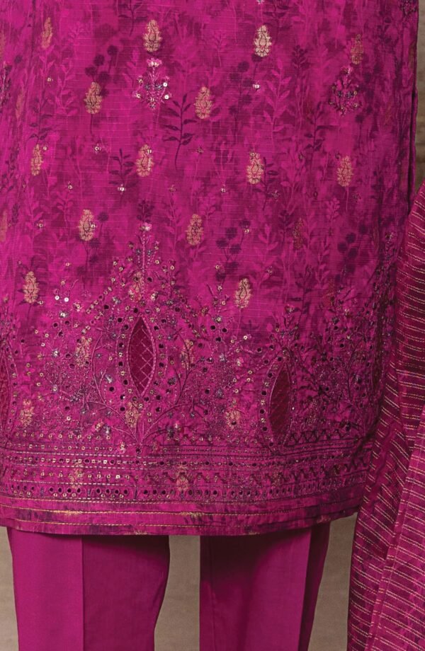 HZ Kalamkari Jacquard Embroidered Unstitched Collection - KJE -02 - Image 3