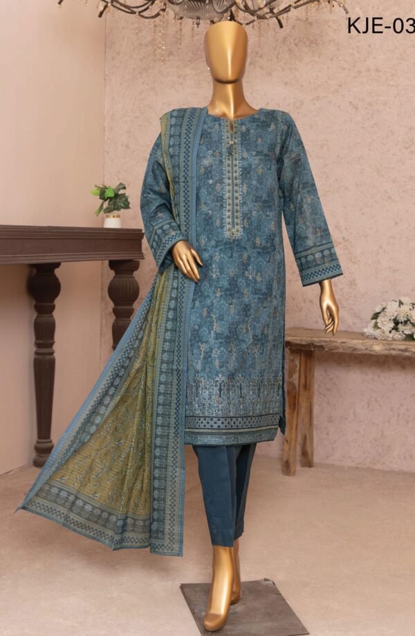 HZ Kalamkari Jacquard Embroidered Unstitched Collection - KJE -03