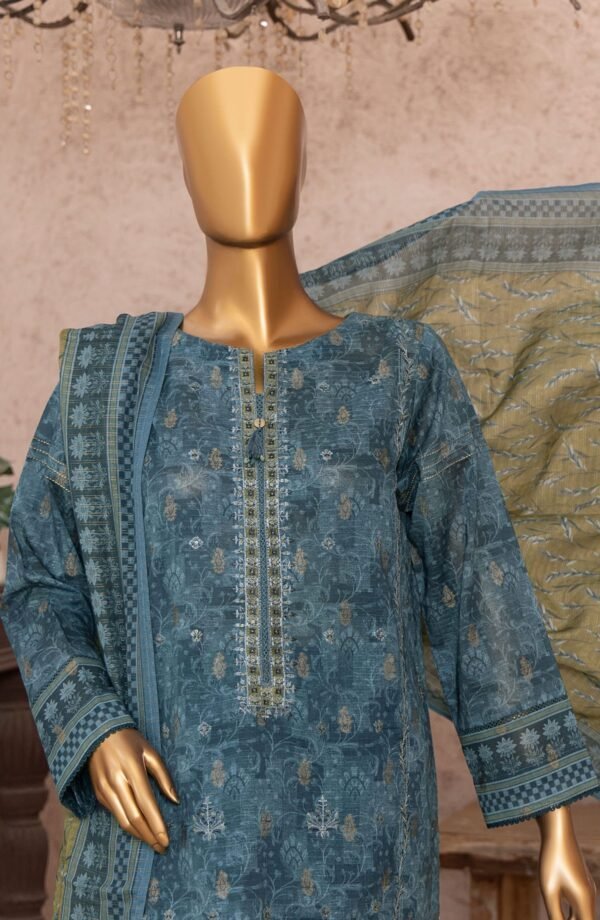 HZ Kalamkari Jacquard Embroidered Unstitched Collection - KJE -03 - Image 3