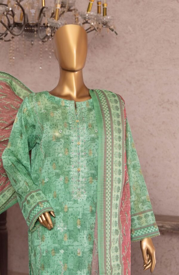 HZ Kalamkari Jacquard Embroidered Unstitched Collection - KJE -04 - Image 3