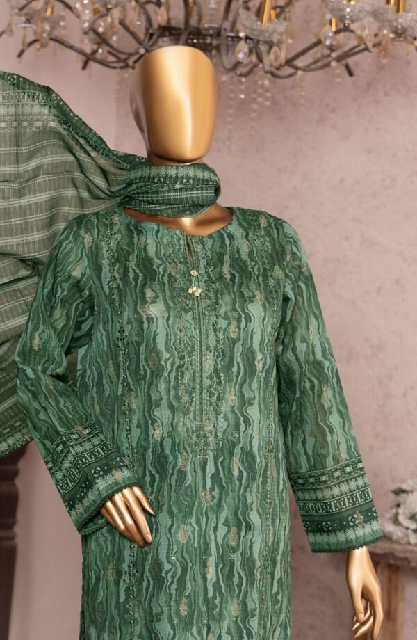 HZ Kalamkari Jacquard Embroidered Unstitched Collection - KJE -07 - Image 3