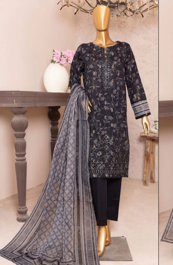 HZ Kalamkari Jacquard Embroidered Unstitched Collection - KJE -10