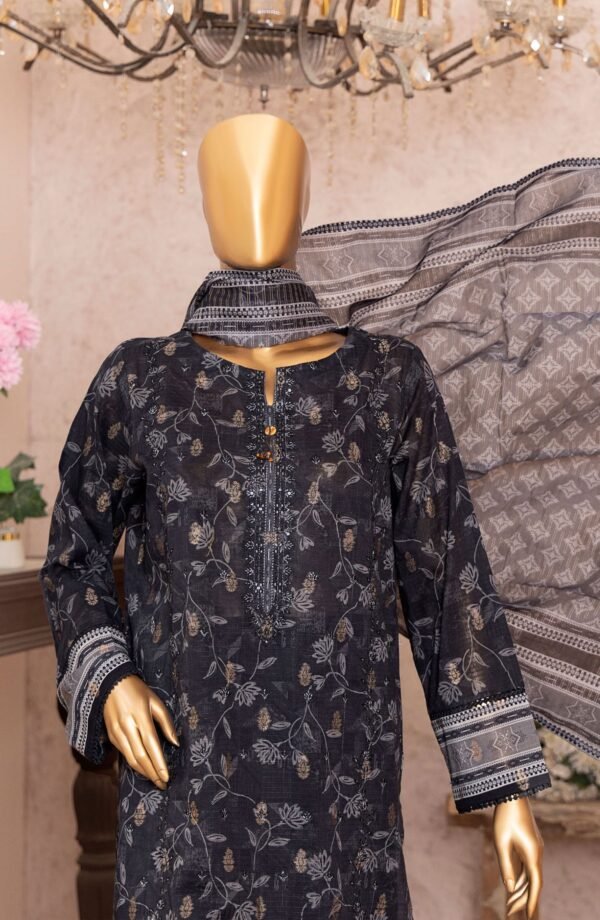 HZ Kalamkari Jacquard Embroidered Unstitched Collection - KJE -10 - Image 3