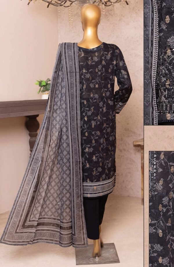 HZ Kalamkari Jacquard Embroidered Unstitched Collection - KJE -10 - Image 2