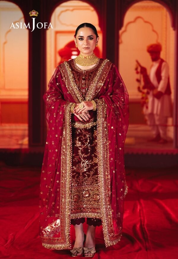 Asim Jofa Unstitched 3 Piece Luxury Velvet Embroidered Formal Dress Edition – AJMV-02 - Image 3