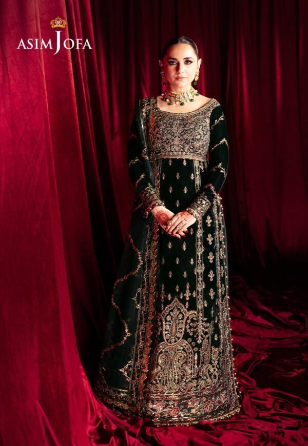 Asim Jofa Unstitched 3 Piece Luxury Velvet Embroidered Formal Dress Edition – AJMV-05
