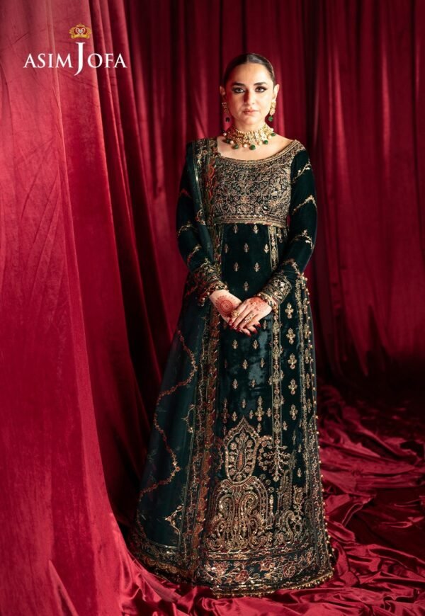 Asim Jofa Unstitched 3 Piece Luxury Velvet Embroidered Formal Dress Edition – AJMV-05 - Image 7