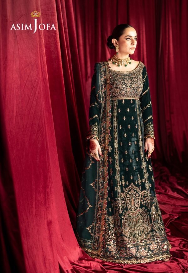 Asim Jofa Unstitched 3 Piece Luxury Velvet Embroidered Formal Dress Edition – AJMV-05 - Image 6