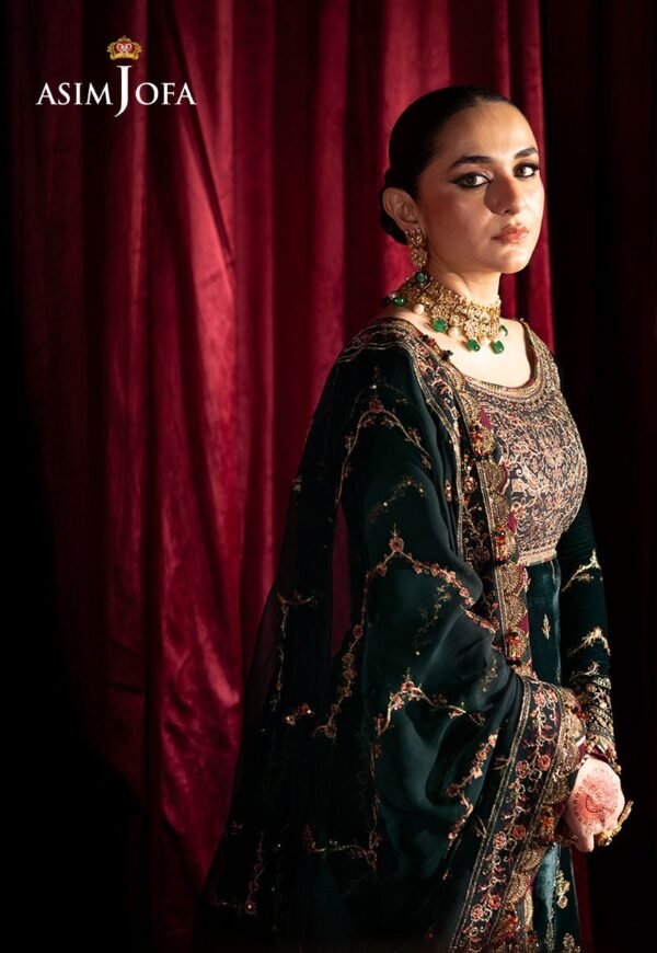 Asim Jofa Unstitched 3 Piece Luxury Velvet Embroidered Formal Dress Edition – AJMV-05 - Image 5
