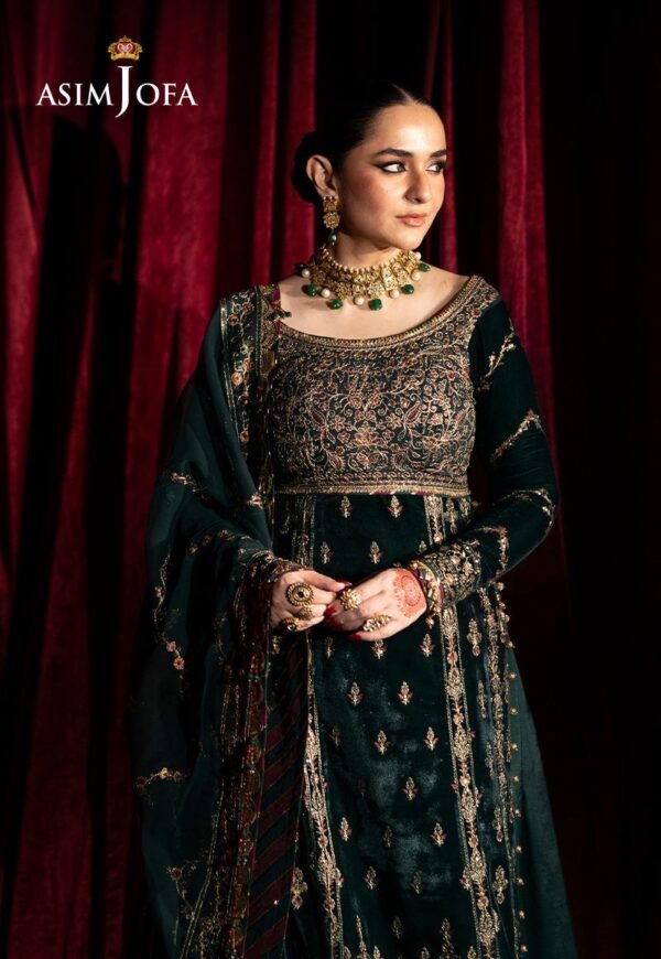 Asim Jofa Unstitched 3 Piece Luxury Velvet Embroidered Formal Dress Edition – AJMV-05 - Image 4