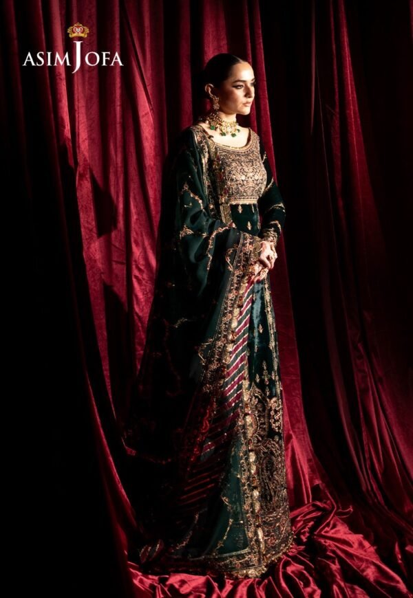 Asim Jofa Unstitched 3 Piece Luxury Velvet Embroidered Formal Dress Edition – AJMV-05 - Image 3