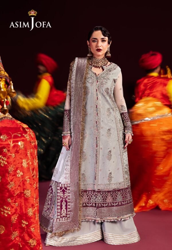 Asim Jofa Unstitched 3 Piece Luxury Velvet Embroidered Formal Dress Edition – AJMV-07 - Image 3