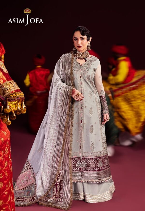 Asim Jofa Unstitched 3 Piece Luxury Velvet Embroidered Formal Dress Edition – AJMV-07 - Image 4