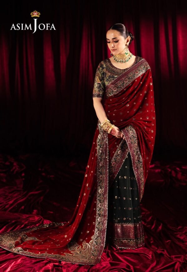 Asim Jofa Unstitched 2 Piece Luxury Velvet Embroidered Formal Dress Edition – AJMV-08 - Image 7