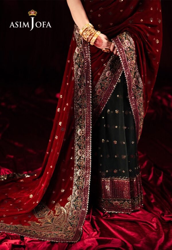 Asim Jofa Unstitched 2 Piece Luxury Velvet Embroidered Formal Dress Edition – AJMV-08 - Image 8