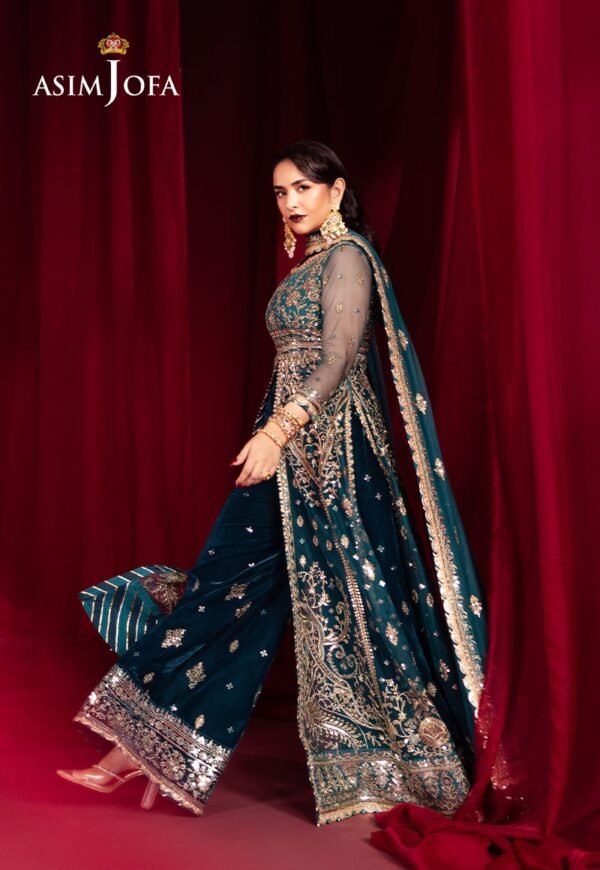 Asim Jofa Unstitched 3 Piece Luxury Velvet Embroidered Formal Dress Edition – AJMV-09 - Image 4