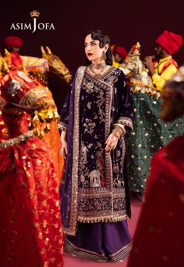 Asim Jofa Unstitched 3 Piece Luxury Velvet Embroidered Formal Dress Edition – AJMV-10