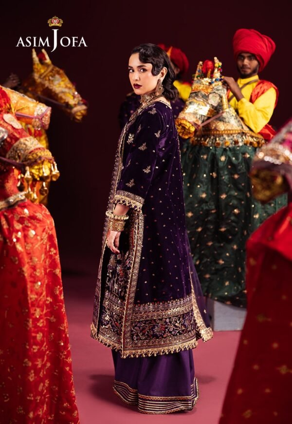 Asim Jofa Unstitched 3 Piece Luxury Velvet Embroidered Formal Dress Edition – AJMV-10 - Image 2