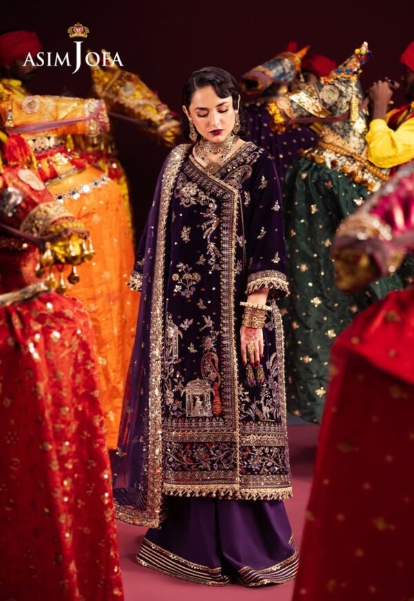 Asim Jofa Unstitched 3 Piece Luxury Velvet Embroidered Formal Dress Edition – AJMV-10 - Image 3