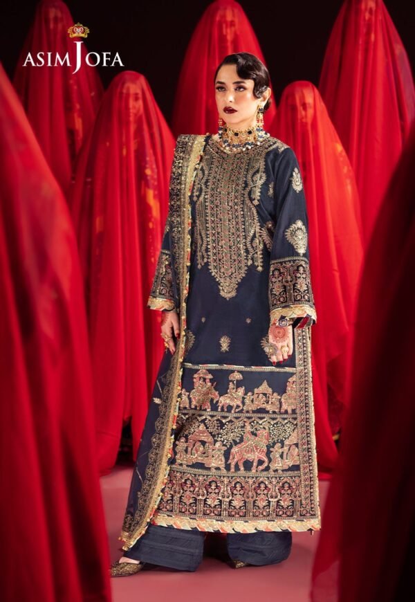 Asim Jofa Unstitched 3 Piece Luxury Velvet Embroidered Formal Dress Edition – AJMV-11