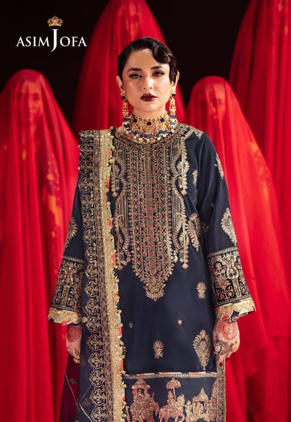 Asim Jofa Unstitched 3 Piece Luxury Velvet Embroidered Formal Dress Edition – AJMV-11 - Image 5