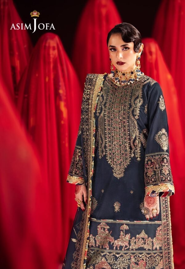 Asim Jofa Unstitched 3 Piece Luxury Velvet Embroidered Formal Dress Edition – AJMV-11 - Image 3