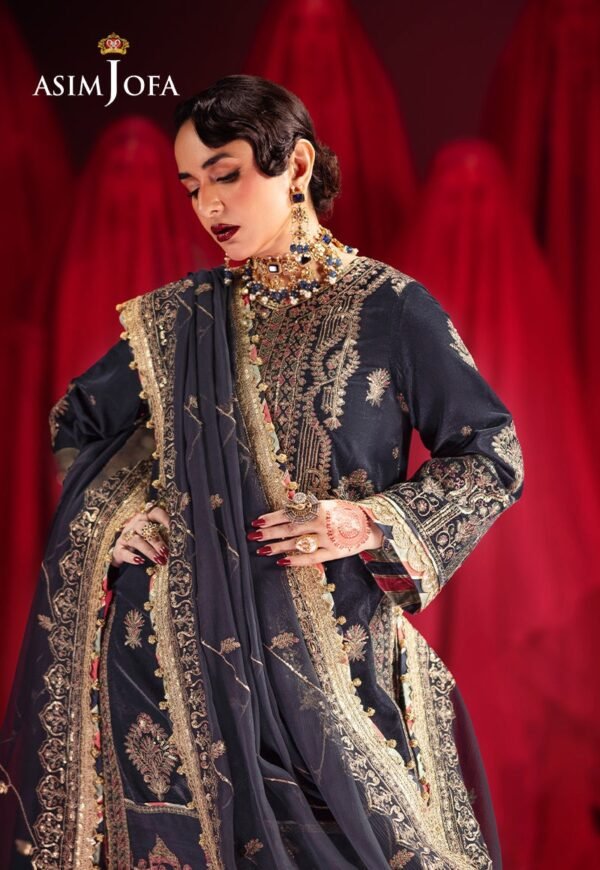 Asim Jofa Unstitched 3 Piece Luxury Velvet Embroidered Formal Dress Edition – AJMV-11 - Image 4