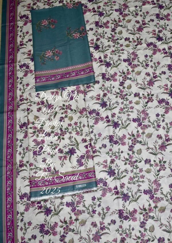 Bin Saeed Unstitched Digital Printed Summer Lawn Collection 2025 - D7 - Image 2