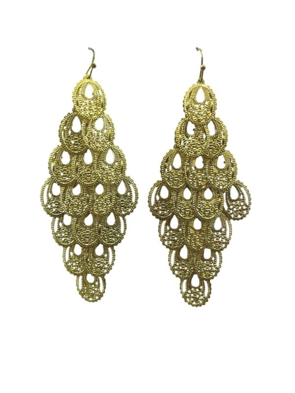 Imported Elegant Gold-Plated Filigree Dangle Earrings – Perfect for Any Occasion - Image 2