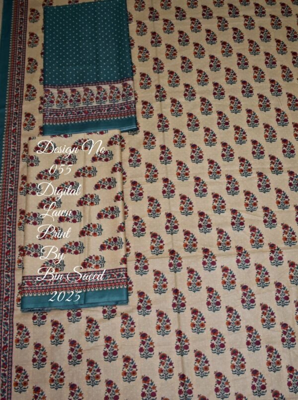 Bin Saeed Unstitched Digital Printed Summer Lawn Collection 2025 - D28 - Image 2