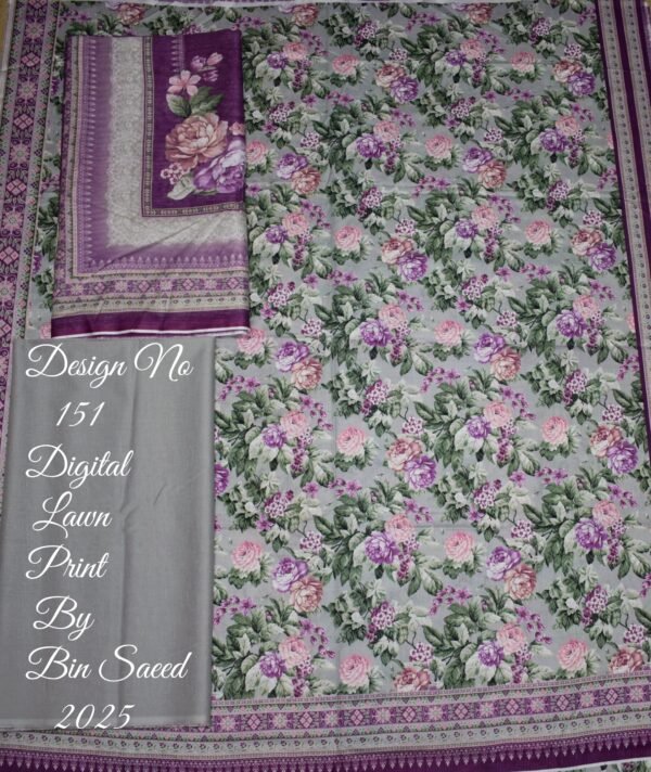 Bin Saeed Unstitched Digital Printed Summer Lawn Collection 2025 - D4 - Image 2