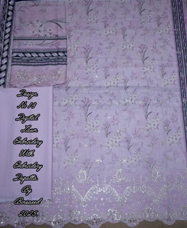 Bin Saeed Embroidered Chikankari Lawn Unstitched 3 Piece Summer Collection - D5