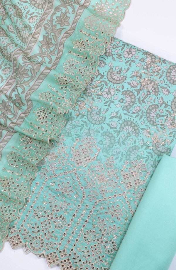 Bin Saeed Embroidered Chikankari Lawn Unstitched 3 Piece Summer Collection - D3